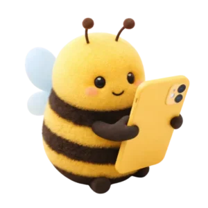A bee looking at a phone