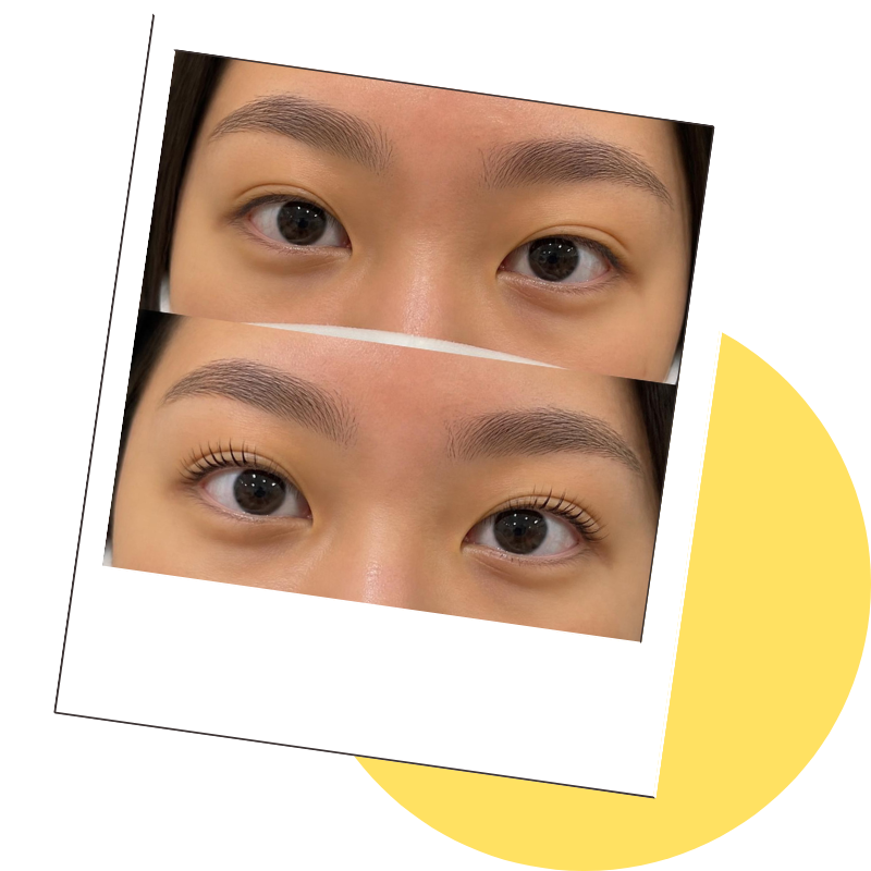Before and after lash lift photo